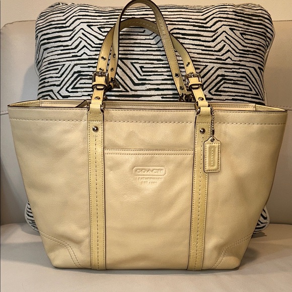 Coach Light Yellow Leather Tote - Picture 1 of 17